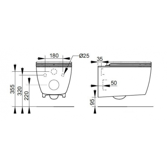 Κρεμαστή λεκάνη Rimless Demy D552501 54 εκ. με Κάλυμμα Λευκό Κρεμαστή λεκάνη Rimless Demy D552501 54 εκ. με Κάλυμμα Λευκό